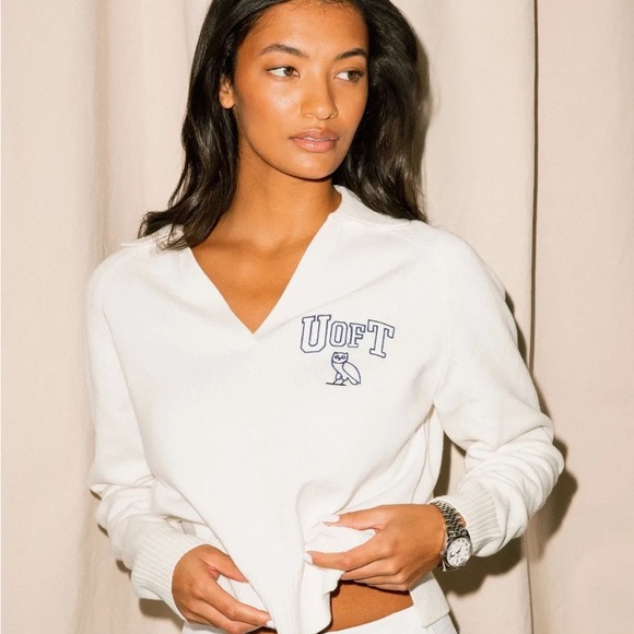White OVO® / U OF T WOMENS RUGBY POLO SWEATER - Picture 2 of 2